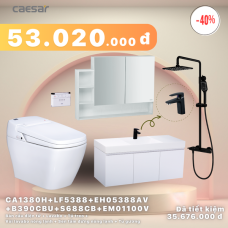 Khuyến mãi ưu đãi - Bàn cầu  + lavabo + tủ treo + Vòi Nóng Lạnh + Sen Tắm  + Tủ Gương - CA1380H + LF5388 + EH05388AV + B390CBU + S688CB + EM01100V