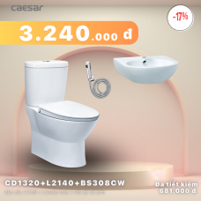 Khuyến mãi combo  - Bàn Cầu 2 Khối +  Lavabo + Vòi xịt xi - CD1320 + L2140 + BS308CW