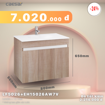 Khuyến mãi ưu đãi - Lavabo + Tủ treo - LF5026 + EH15026AW7V