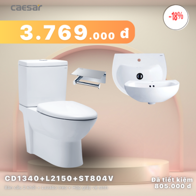 Khuyến mãi bàn cầu + Lavabo treo + Hộp đựng giấy vệ sinh - CD1340 + L2150 + ST804V