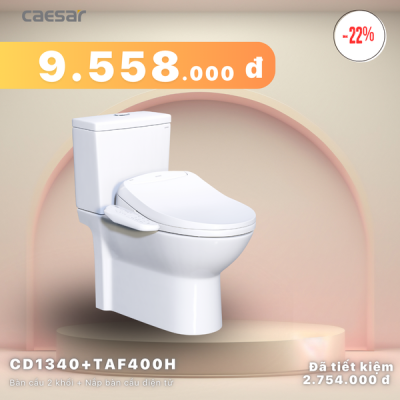 Khuyến mãi ưu đãi - Bàn cầu 2 khối + Nắp bàn cầu điện tử- CD1340 + TAF400H