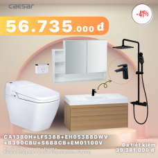 Khuyến mãi - Bàn cầu + lavabo + tủ treo + Vòi nước + Sen Tắm + Tủ Gương - CA1380H + LF5388 + EH05388DWV + B390CBU + S688CB + EM01100V