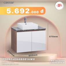 Khuyến mãi ưu đãi - Lavabo + Tủ treo - LF5261 + EH48001AWV