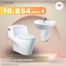 Khuyến mãi ưu đãi - Bàn cầu một khối + Lavabo + Chân treo - C1353 + L2150 + P2441