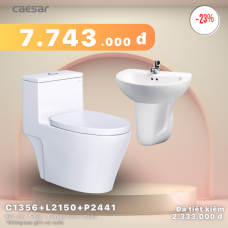 Khuyến mãi ưu đãi - Bàn cầu một khối + Lavabo + Chân treo - C1356 + L2150 + P2441