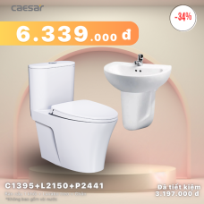 Khuyến mãi ưu đãi - Bàn cầu một khối + Lavabo + Chân treo - C1395 + L2150 + P2441