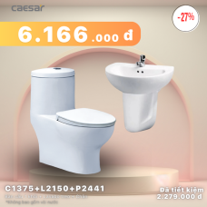 Khuyến mãi ưu đãi - Bàn cầu một khối + Lavabo + Chân treo - C1375 + L2150 + P2441