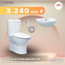 Khuyến mãi combo  - Bàn Cầu 2 Khối +  Lavabo + Vòi xịt xi - CD1320 + L2140 + BS307CW